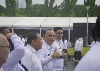 Meskipun Hujan, Semangat Bambang-Rafieq Ikuti Gladi Bersih Pelantikan Tidak Luntur