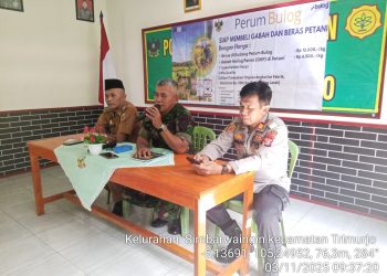 Danramil kecamatan Trimurjo Pimpin Rakor Sosialisasi Penyerapan Gabah Petani ke Bulog dan Pemerintah