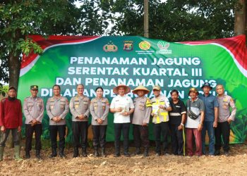 Kapolres Lampung Timur Dampingi Irwil III Itwasum Mabes Polri Tinjau Lahan Jagung Program Ketahanan Pangan