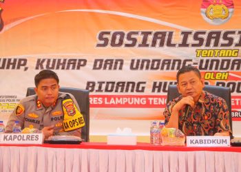 Bidkum Polda Lampung Gelar Sosialisasi KUHP, KUHAP dan UU Penyesuaian Pidana di Polres Lampung Tengah