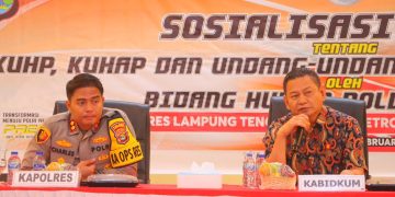 Bidkum Polda Lampung Gelar Sosialisasi KUHP, KUHAP dan UU Penyesuaian Pidana di Polres Lampung Tengah